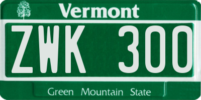VT license plate ZWK300