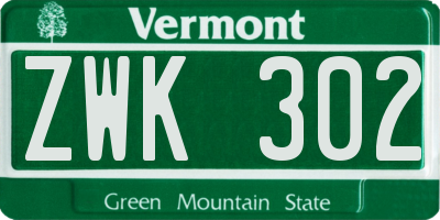 VT license plate ZWK302