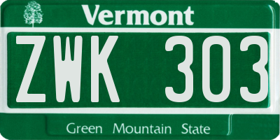 VT license plate ZWK303
