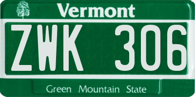 VT license plate ZWK306
