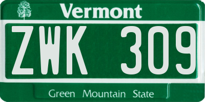 VT license plate ZWK309