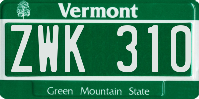 VT license plate ZWK310
