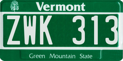 VT license plate ZWK313
