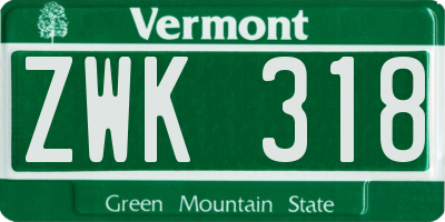 VT license plate ZWK318
