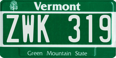VT license plate ZWK319