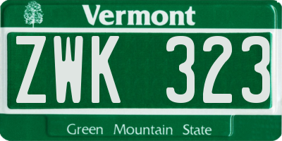 VT license plate ZWK323
