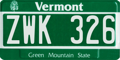 VT license plate ZWK326