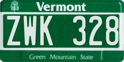 VT license plate ZWK328
