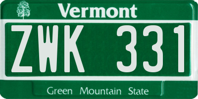 VT license plate ZWK331