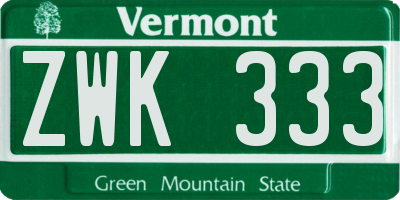 VT license plate ZWK333