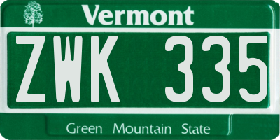 VT license plate ZWK335