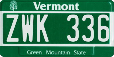 VT license plate ZWK336
