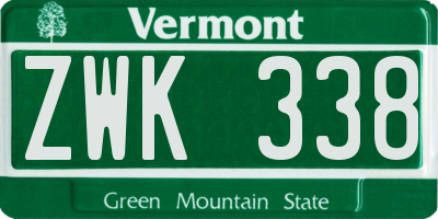 VT license plate ZWK338