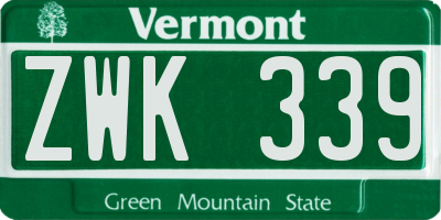 VT license plate ZWK339