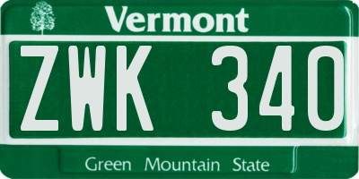 VT license plate ZWK340
