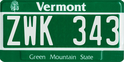 VT license plate ZWK343