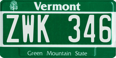 VT license plate ZWK346