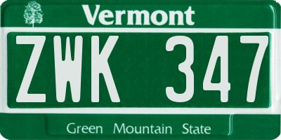 VT license plate ZWK347