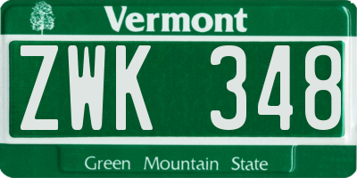 VT license plate ZWK348