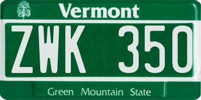 VT license plate ZWK350