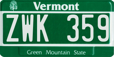 VT license plate ZWK359