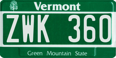VT license plate ZWK360