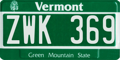 VT license plate ZWK369