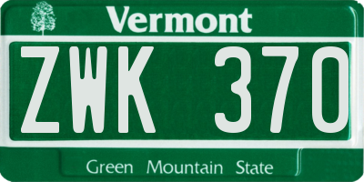 VT license plate ZWK370