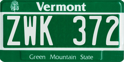 VT license plate ZWK372