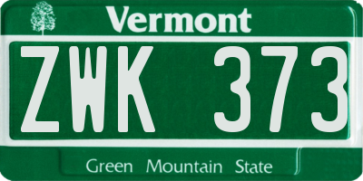 VT license plate ZWK373