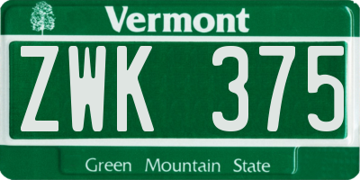 VT license plate ZWK375