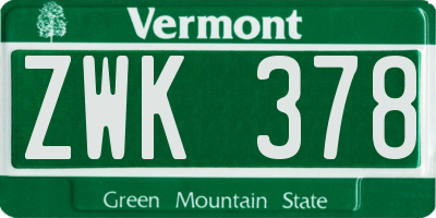 VT license plate ZWK378