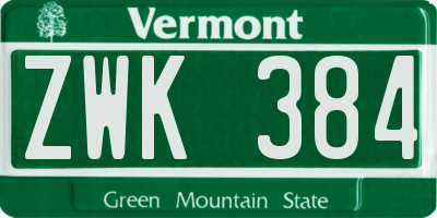 VT license plate ZWK384