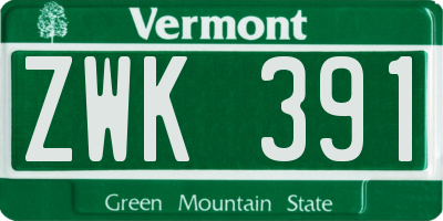 VT license plate ZWK391