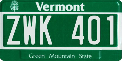 VT license plate ZWK401