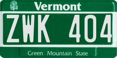 VT license plate ZWK404