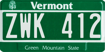 VT license plate ZWK412