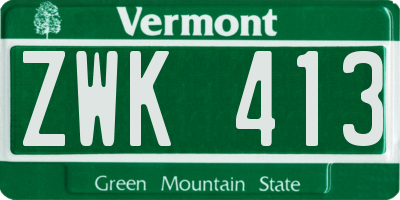 VT license plate ZWK413
