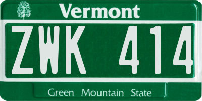 VT license plate ZWK414
