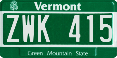 VT license plate ZWK415