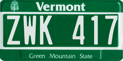 VT license plate ZWK417