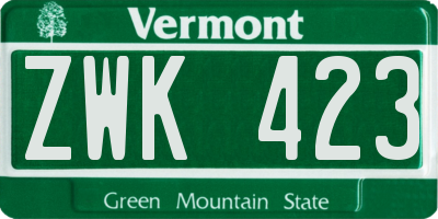 VT license plate ZWK423