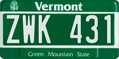 VT license plate ZWK431