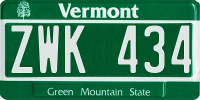 VT license plate ZWK434