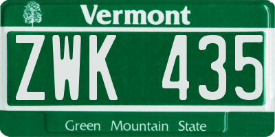 VT license plate ZWK435