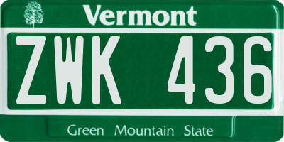 VT license plate ZWK436