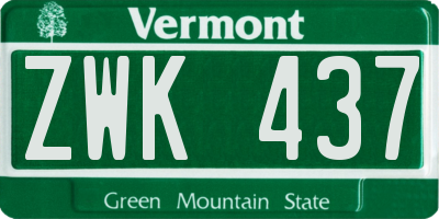 VT license plate ZWK437