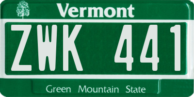 VT license plate ZWK441