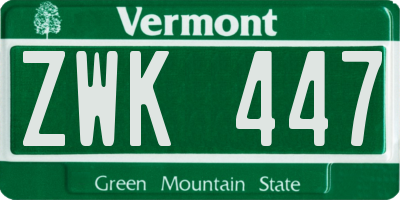 VT license plate ZWK447