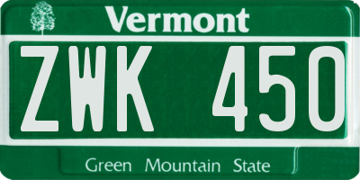 VT license plate ZWK450